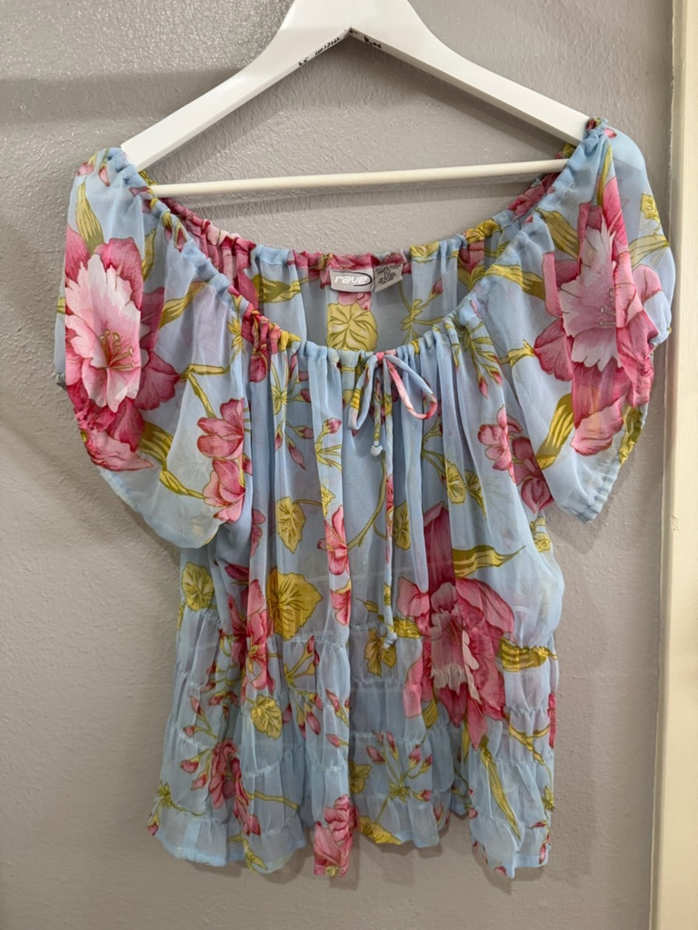 rave Light Blue Floral Off-Shoulder Blouse